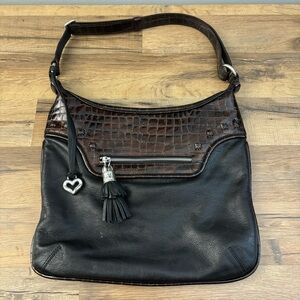 Brighton Croc Embossed Patent Leather Crossbody Handbag Purse